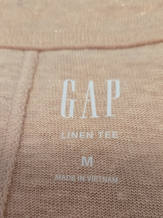 NWT- GAP Linen Blend  V-Neck T-Shirt Chaulk Pink Metallic - Picture 5 of 9